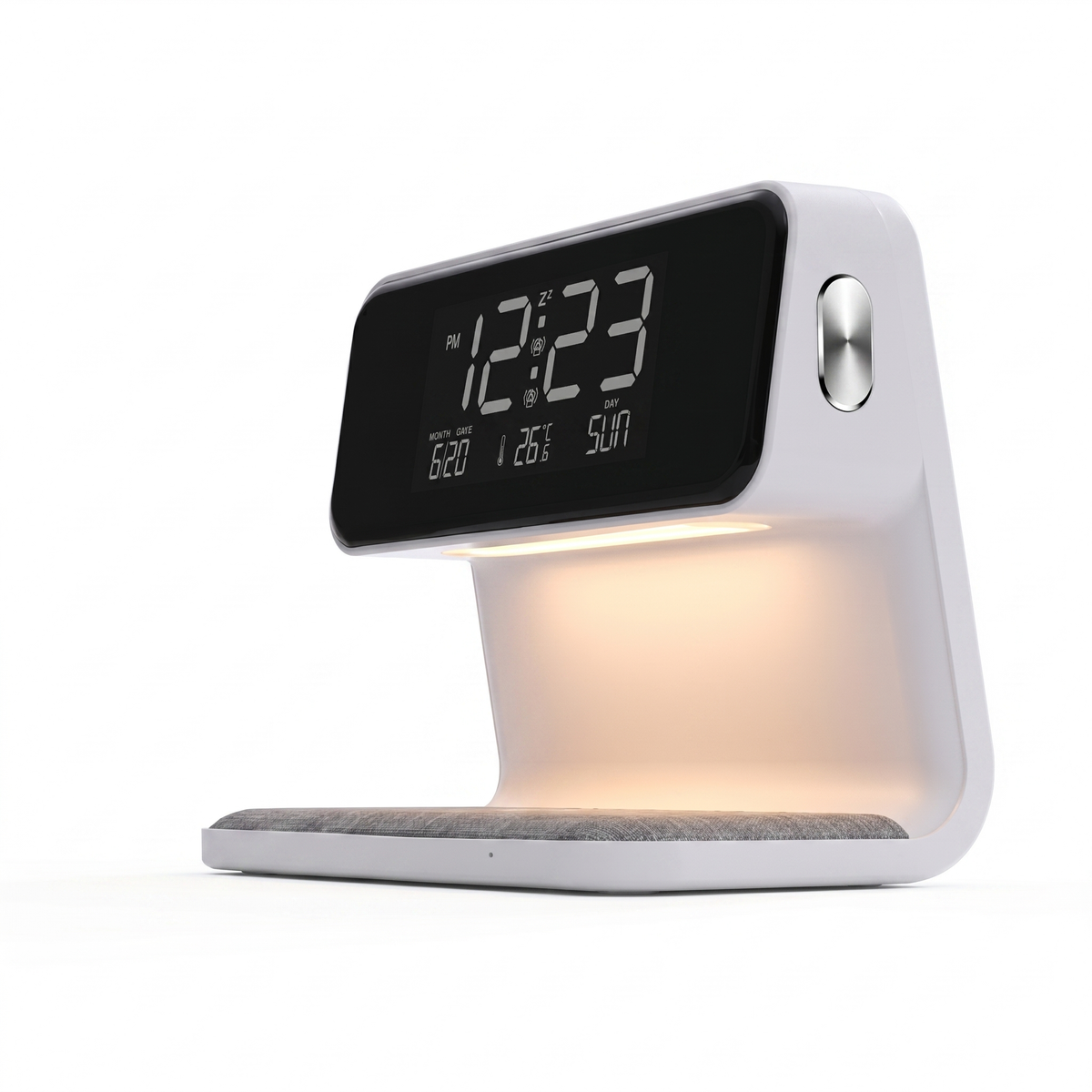 3-in-1 Bedside Lamp with Wireless Charger LED Night Light and LCD Clock