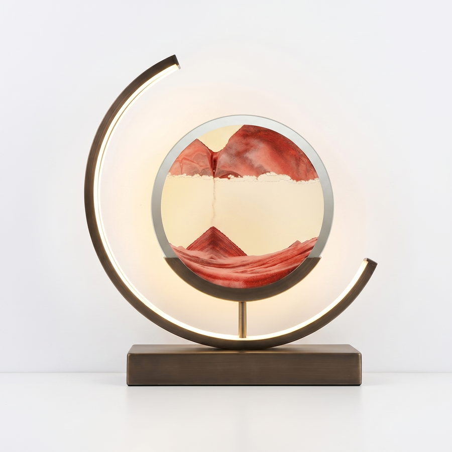 Moving Sand Art Lamp Rotating Glass Dune Display Dimmable LED