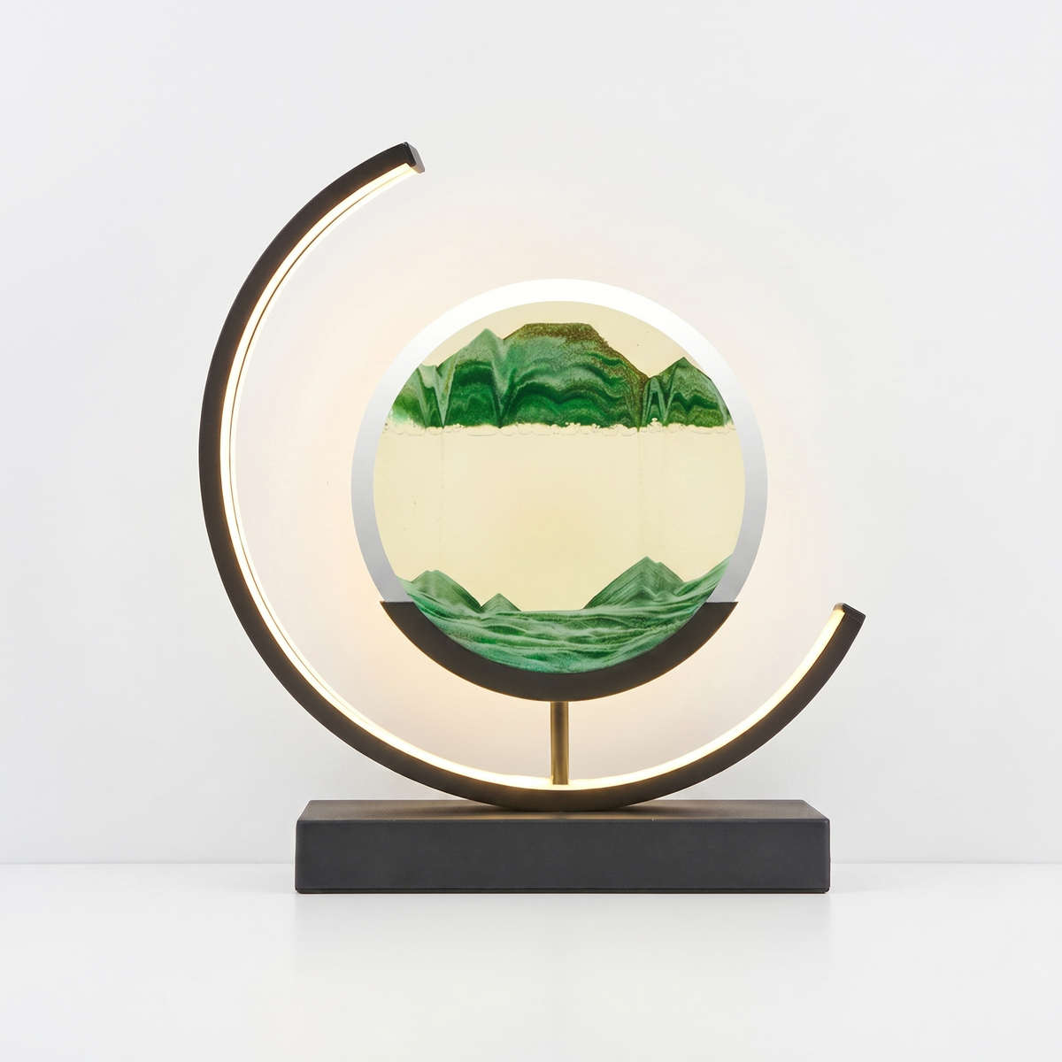 Moving Sand Art Lamp Rotating Glass Dune Display Dimmable LED