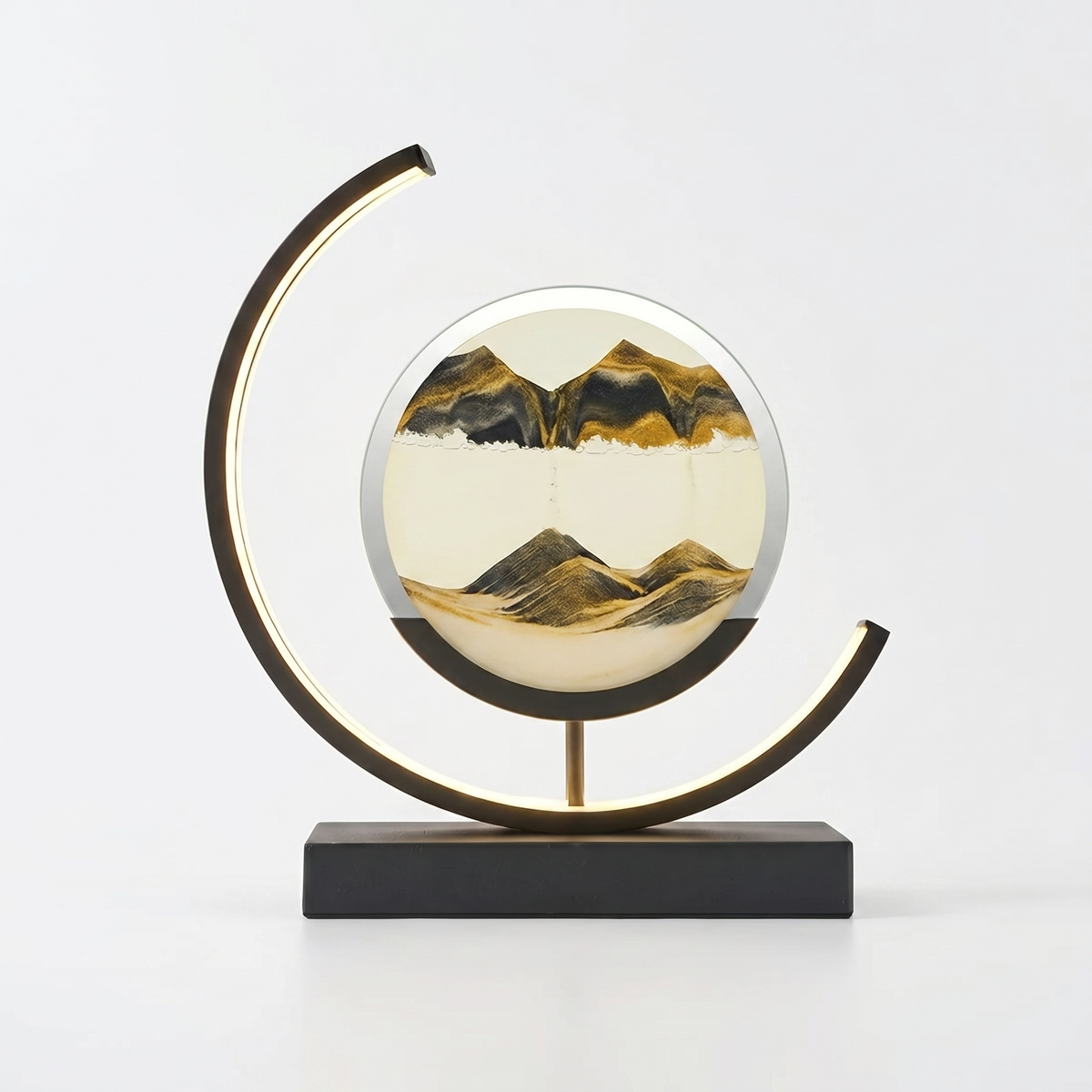Moving Sand Art Lamp Rotating Glass Dune Display Dimmable LED