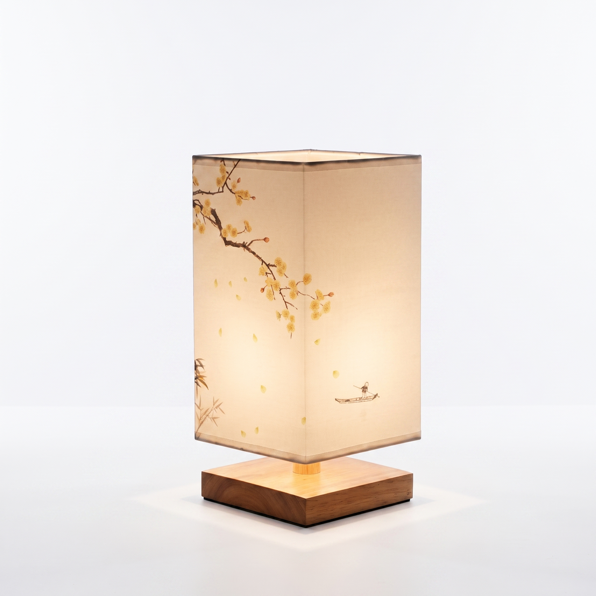 Bamboo Table Lamp with Hand-Painted Silk Shade