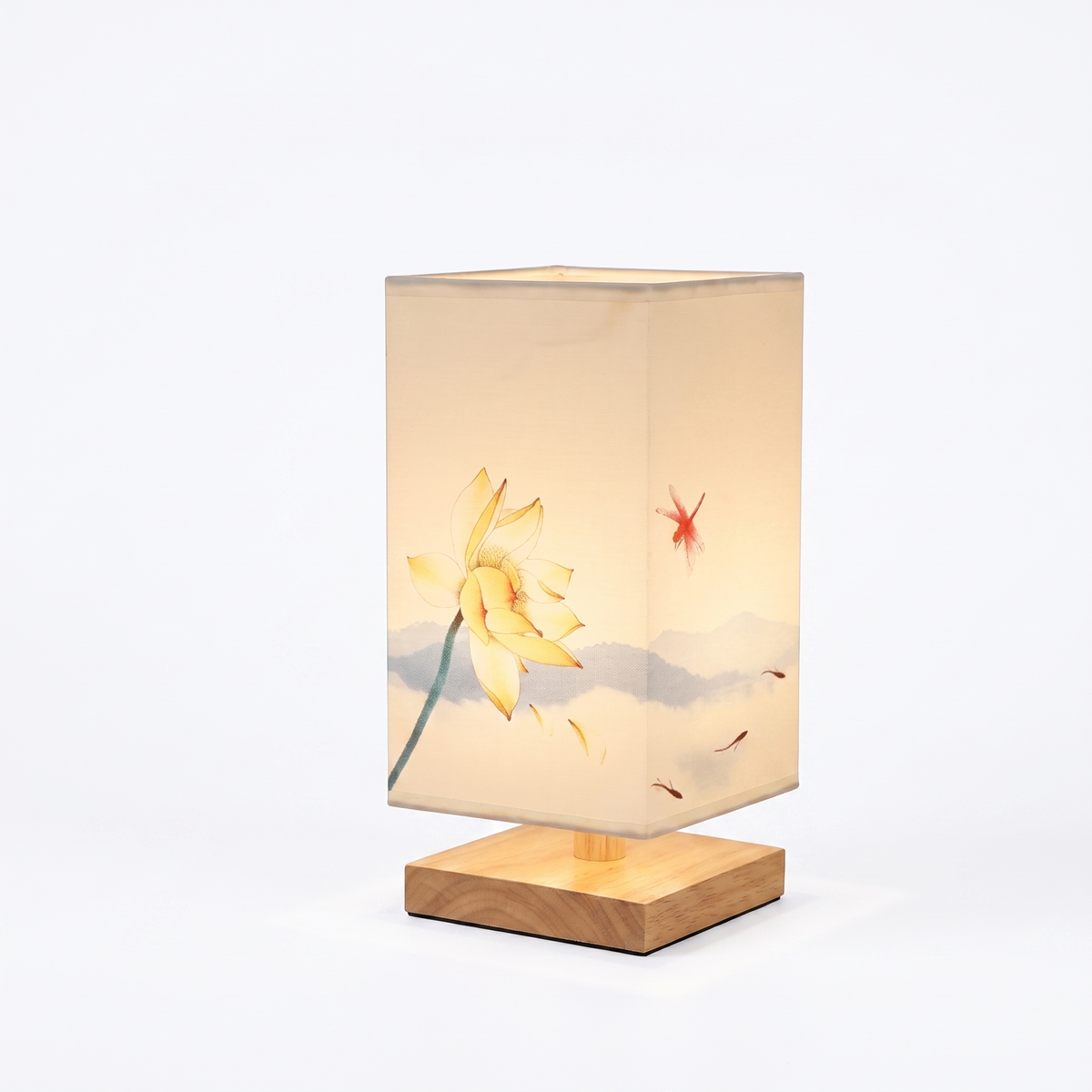 Bamboo Table Lamp with Hand-Painted Silk Shade