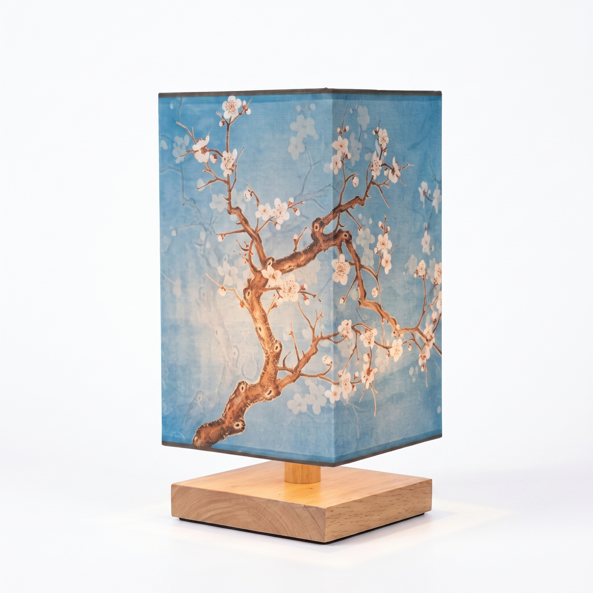 Bamboo Table Lamp with Hand-Painted Silk Shade
